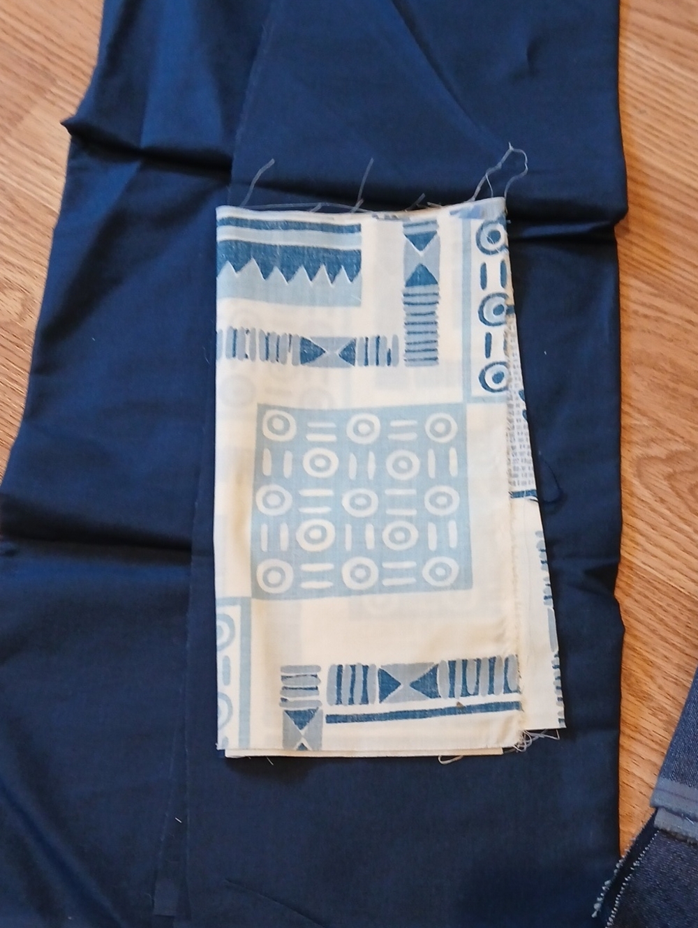 Fabric Lot Of Blues Plaids and Denim Colors - Picture 3 of 4